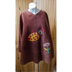 Brown Cape with Colorful Embroidery